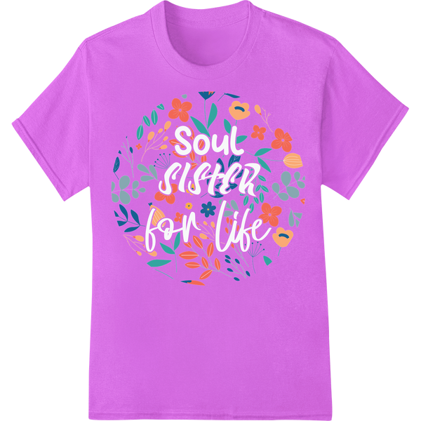 Vibrant Floral Friends: DTF Print for Joyful Style on purple shirt - SUPERDTF-DTF Prints-DTF Transfers-Custom DTF Prints