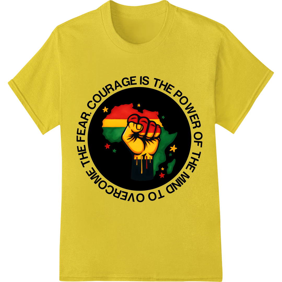 Empower with Black History Month Pan-African Fist DTF Print on yellow shirt - SUPERDTF-DTF Prints-DTF Transfers-Custom DTF Prints