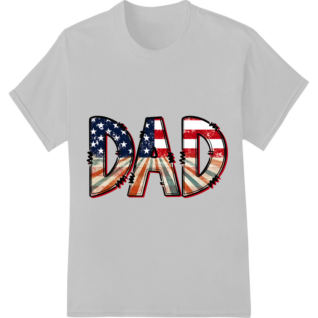 Bold Patriotic 'DAD' DTF Print Heat Transfer | Father's Day on white shirt - SUPERDTF-DTF Prints-DTF Transfers-Custom DTF Prints