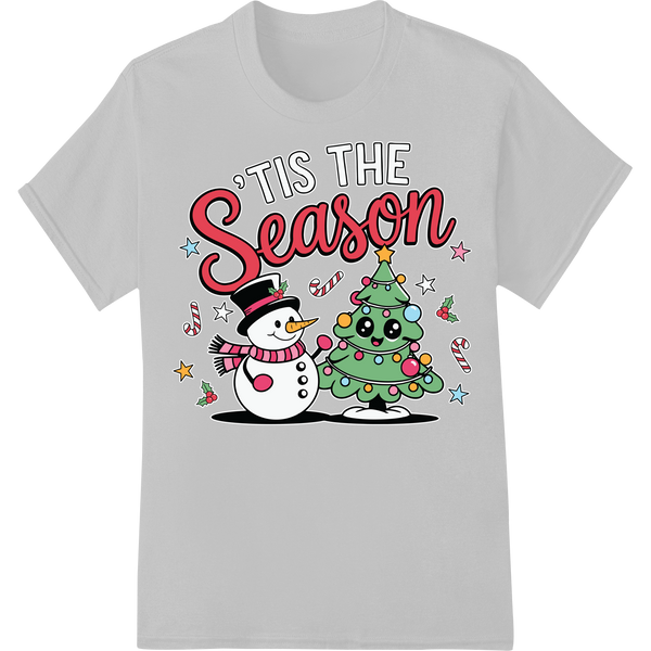 Adorable 'Tis the Season Christmas Cartoon DTF Print Transfer on white shirt - SUPERDTF-DTF Prints-DTF Transfers-Custom DTF Prints