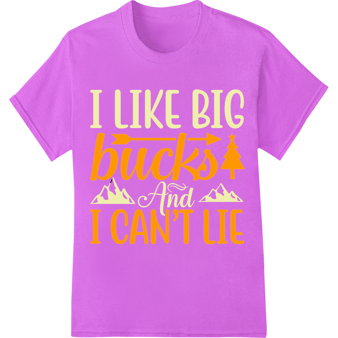 I LIKE BIG bucks Hunting Pun DTF Print Heat Transfer on purple shirt - SUPERDTF-DTF Prints-DTF Transfers-Custom DTF Prints