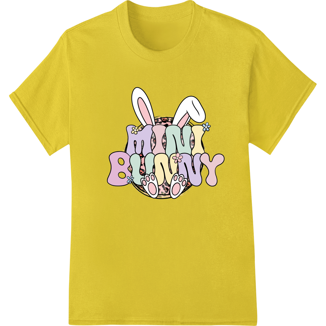 Retro Easter Bunny Silhouette Print | Vintage Pastel DTF on yellow shirt - SUPERDTF-DTF Prints-DTF Transfers-Custom DTF Prints