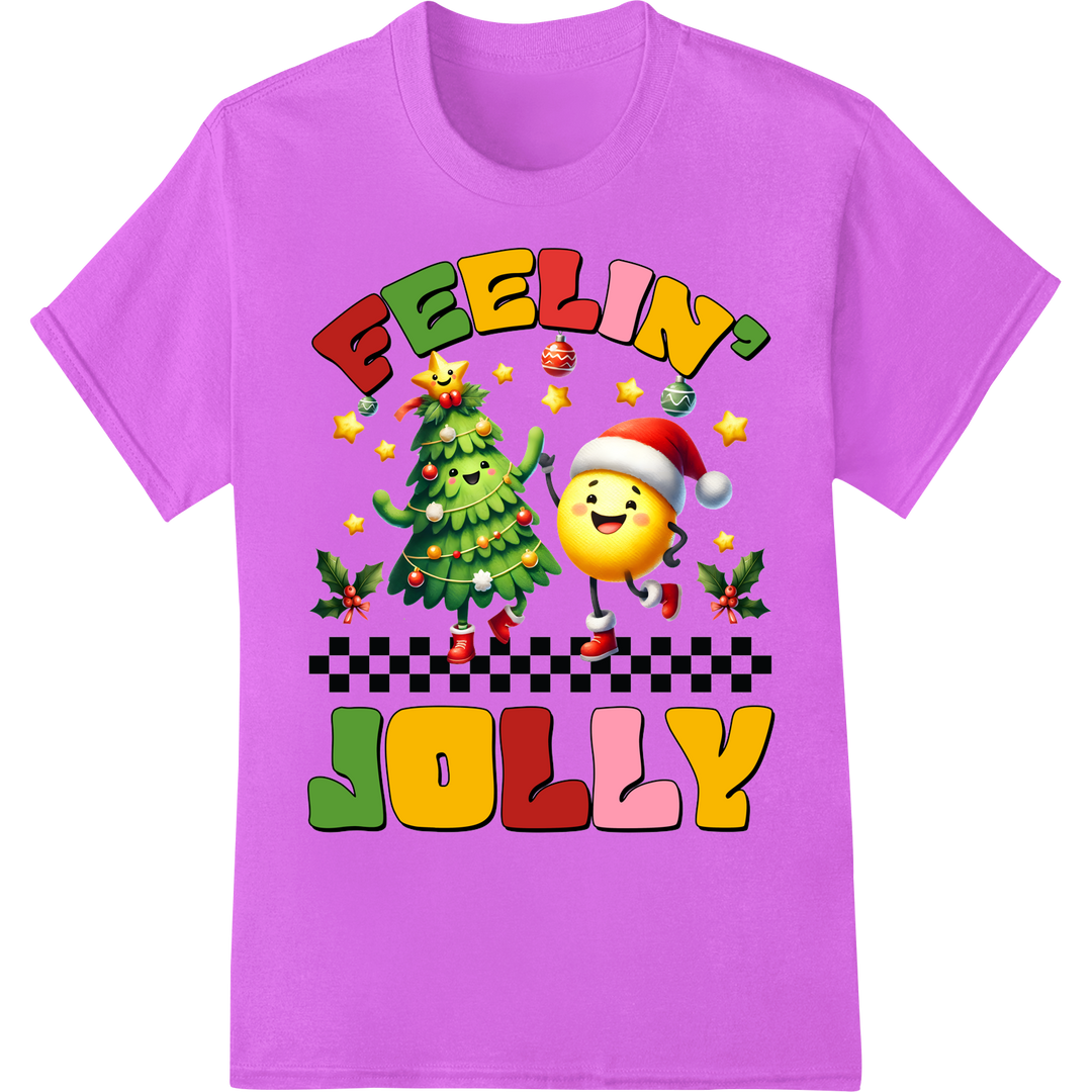 Groovy Retro Christmas DTF Print | Festive Holiday T-Shirt on purple shirt - SUPERDTF-DTF Prints-DTF Transfers-Custom DTF Prints