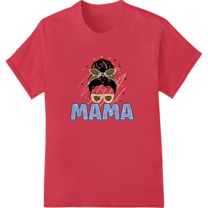 Stylish 'MAMA' Mother's Day Cartoon Portrait Heat Transfer with custom customized apparel artwork