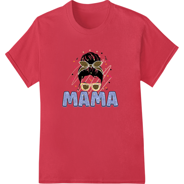 Stylized cartoon portrait illustration of a woman with the word 'MAMA' below, perfect for a Mother's Day heat transfer design