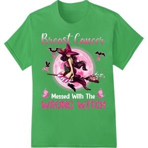 Wicked Good Cause: Breast Cancer Wrong Witch DTF Print on green shirt - SUPERDTF-DTF Prints-DTF Transfers-Custom DTF Prints