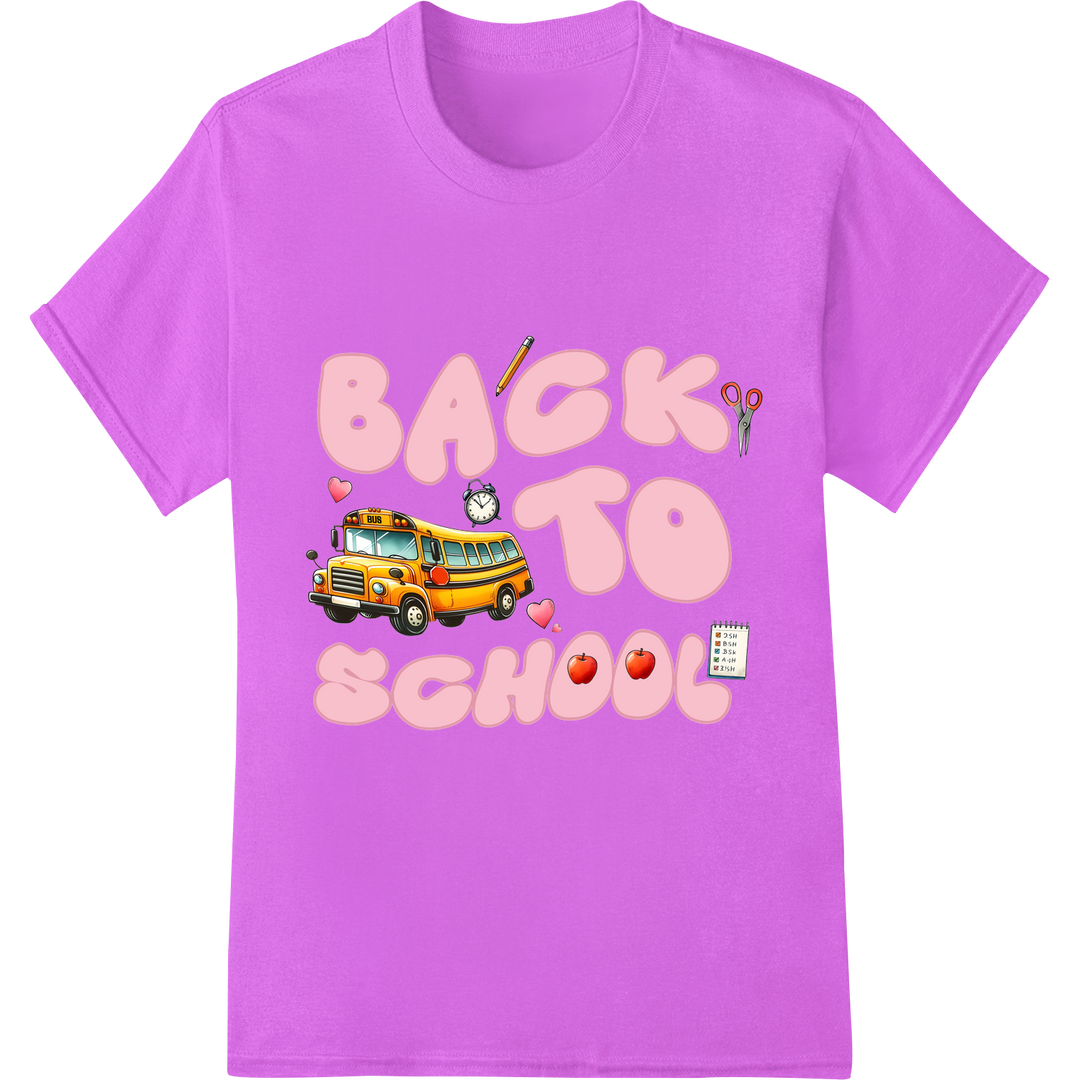 Adorable 'Back to School' DTF Print for Teacher's Day on purple shirt - SUPERDTF-DTF Prints-DTF Transfers-Custom DTF Prints