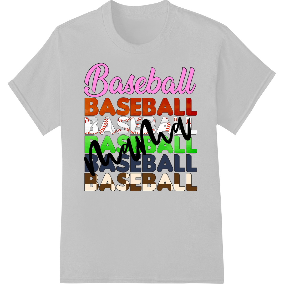 Bold Baseball Lettering DTF Print Heat Transfer on white shirt - SUPERDTF-DTF Prints-DTF Transfers-Custom DTF Prints