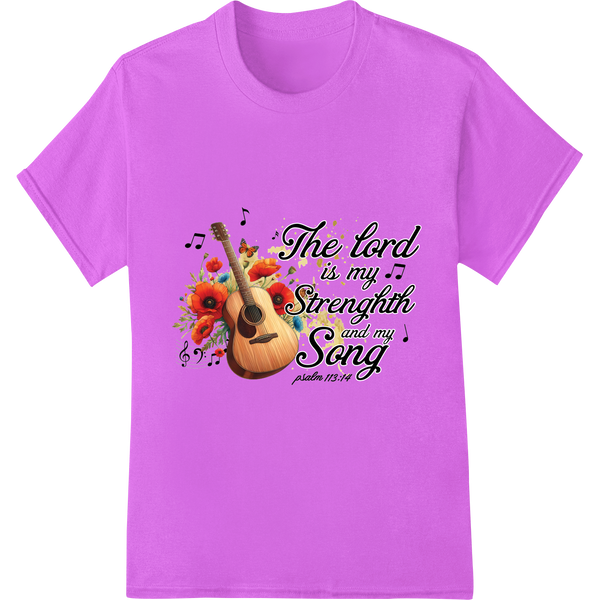 The Lord is my Strength: Inspiring Christian DTF Print on purple shirt - SUPERDTF-DTF Prints-DTF Transfers-Custom DTF Prints