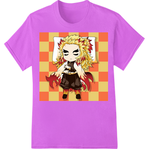 Vibrant custom apparel print on Fiery Chibi Anime Character Heat Transfer for Halloween