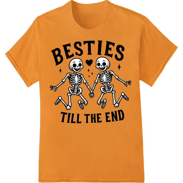 Unbreakable Bonds: Skeleton Besties DTF Print Heat Transfer on orange shirt - SUPERDTF-DTF Prints-DTF Transfers-Custom DTF Prints