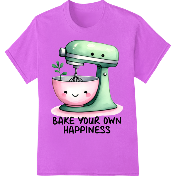 Bake Your Own Happiness: Uplifting DTF Print Heat Transfer on purple shirt - SUPERDTF-DTF Prints-DTF Transfers-Custom DTF Prints