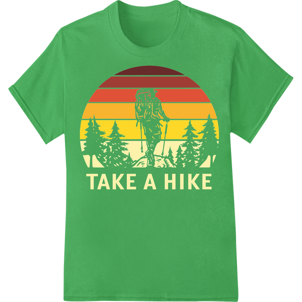 Take a Hike: Embrace the Outdoors with this Bold DTF Print on green shirt - SUPERDTF-DTF Prints-DTF Transfers-Custom DTF Prints