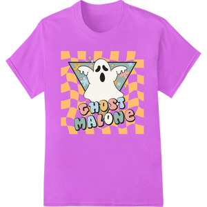 Vibrant personalized clothing print on Spooky 'Ghost Malone' Halloween DTF Print Heat Transfer