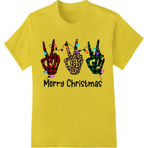 Rock 🤟 Christmas with Colorful Skeleton Hands DTF Print - High-quality DTF printing technology