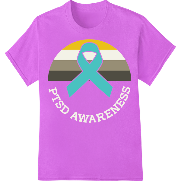 Powerful PTSD Awareness Ribbon DTF Heat Transfer Print on purple shirt - SUPERDTF-DTF Prints-DTF Transfers-Custom DTF Prints