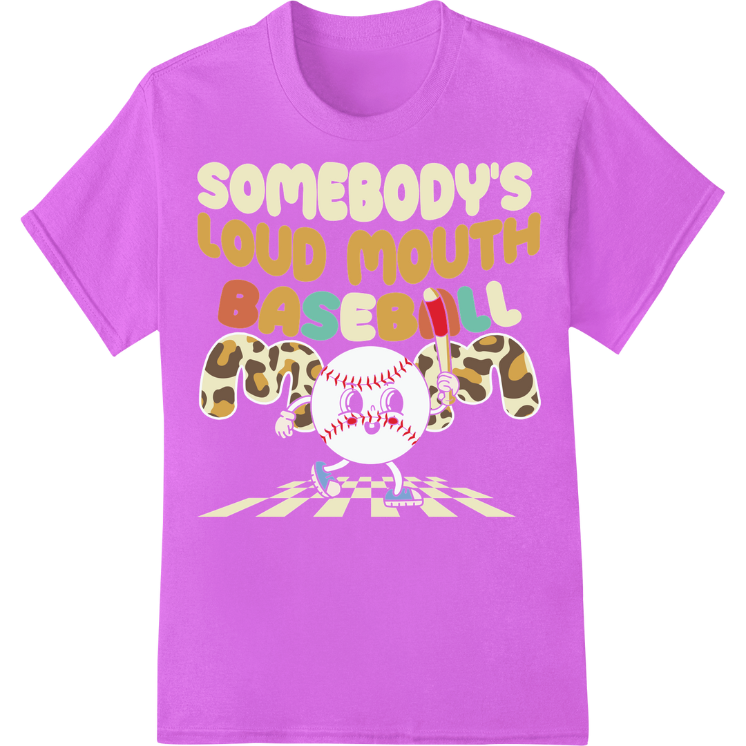 Baseball Mom's Witty Typography DTF Heat Transfer Print on purple shirt - SUPERDTF-DTF Prints-DTF Transfers-Custom DTF Prints