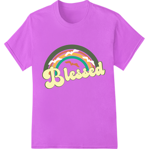 Vibrant durable print transfers print on Retro Rainbow 'Blessed' Inspirational DTF Print Transfer