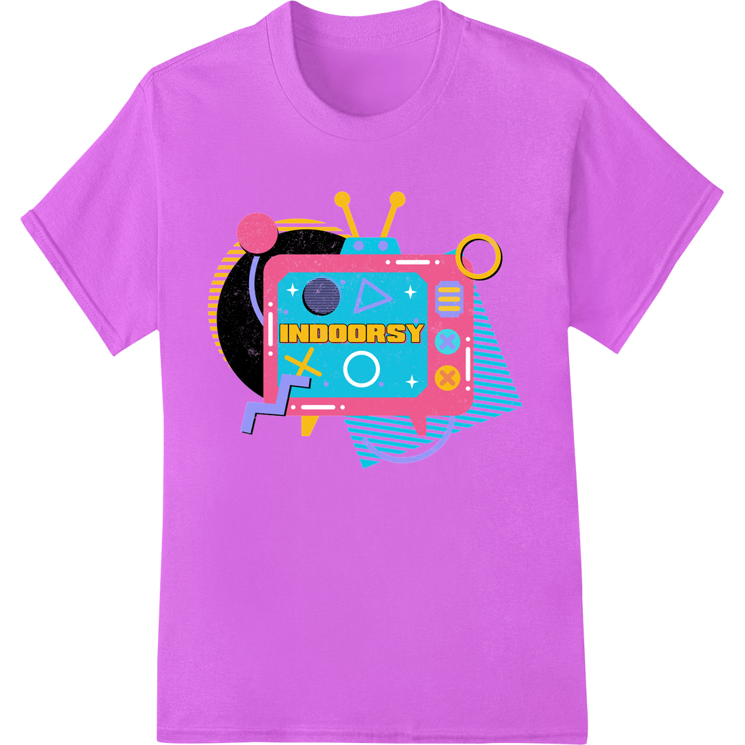 Retro 90s Indoorsy TV Vibes DTF Print Heat Transfer on purple shirt - SUPERDTF-DTF Prints-DTF Transfers-Custom DTF Prints