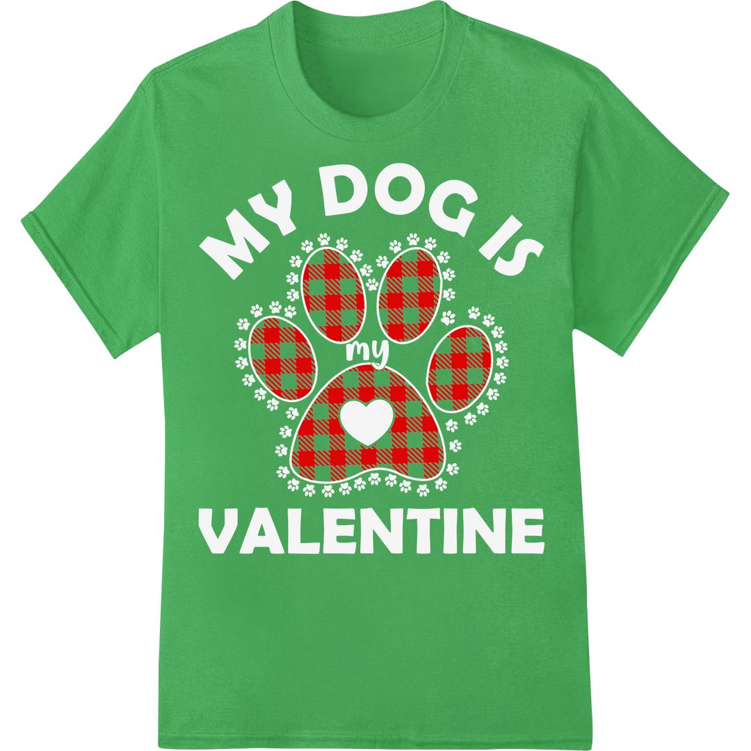 Playful Pawprint Heart DTF Print for Valentine's Day Style on green shirt - SUPERDTF-DTF Prints-DTF Transfers-Custom DTF Prints