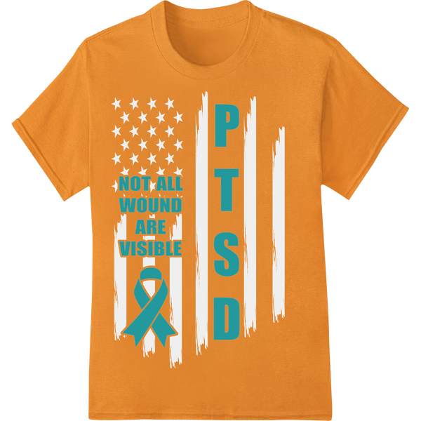 PTSD Awareness Ribbon 'Not All Wounds Visible' DTF Print on orange shirt - SUPERDTF-DTF Prints-DTF Transfers-Custom DTF Prints