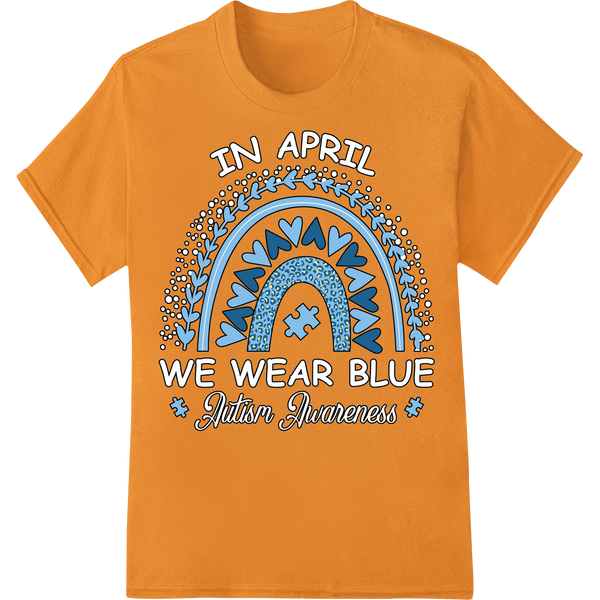 Wear Blue for Autism Awareness: Stunning Mandala DTF Print on orange shirt - SUPERDTF-DTF Prints-DTF Transfers-Custom DTF Prints