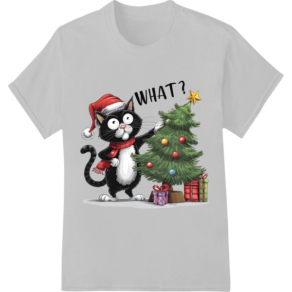 Surprised Christmas Cat DTF Print Heat Transfer on white shirt - SUPERDTF-DTF Prints-DTF Transfers-Custom DTF Prints