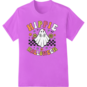 Groovy Ghost: Retro Hippie Halloween DTF Print - High-quality customized apparel