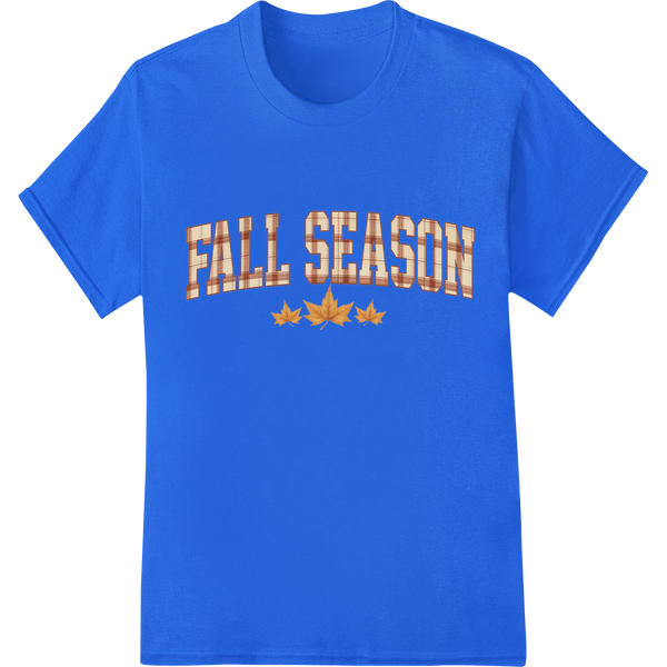 Embrace the Magic of Autumn with 'FALL SEASON' DTF Print on blue shirt - SUPERDTF-DTF Prints-DTF Transfers-Custom DTF Prints