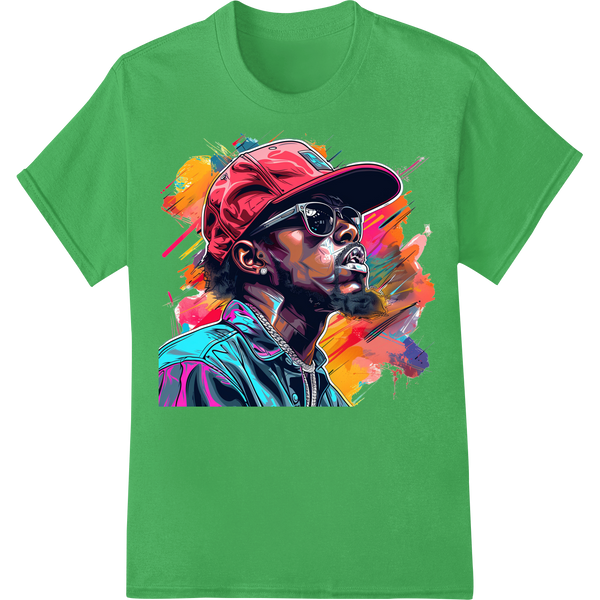 Graffiti Gaze: Vivid Portrait of a Pensive Man on green shirt - SUPERDTF-DTF Prints-DTF Transfers-Custom DTF Prints