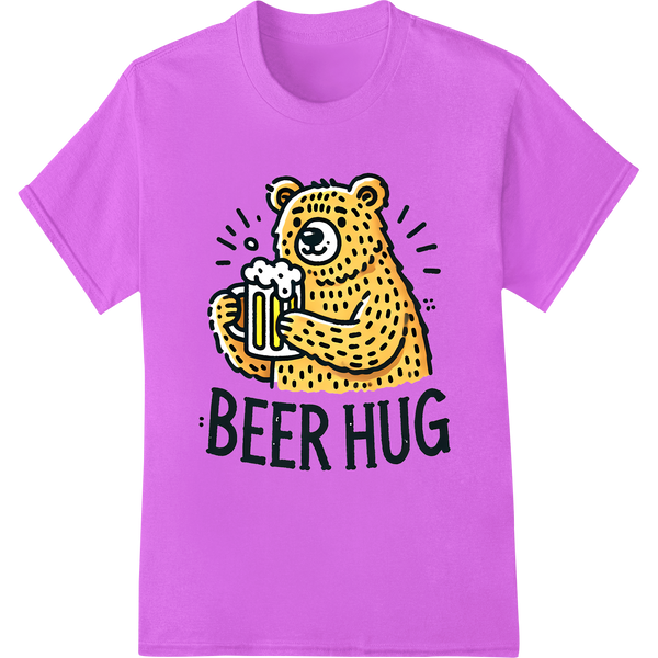 Embrace National Beer Day with Playful 'Beer Hug' DTF Print on purple shirt - SUPERDTF-DTF Prints-DTF Transfers-Custom DTF Prints