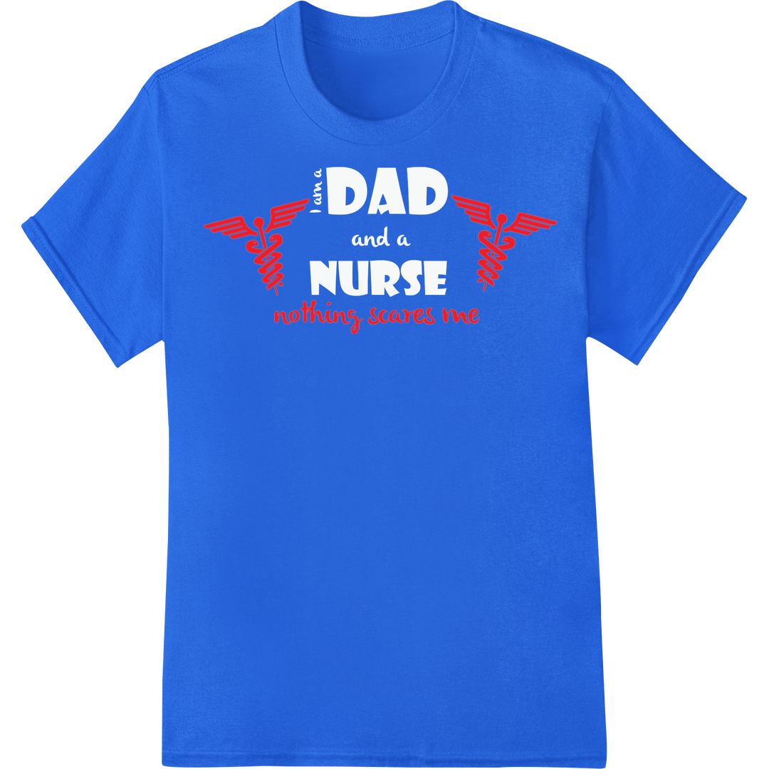 Fearless Caduceus: Empower Your Medical Team with DTF on blue shirt - SUPERDTF-DTF Prints-DTF Transfers-Custom DTF Prints