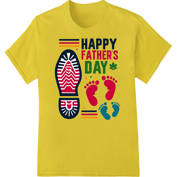 Funny Father's Day DTF Print Transfer - Footprint Design on yellow shirt - SUPERDTF-DTF Prints-DTF Transfers-Custom DTF Prints