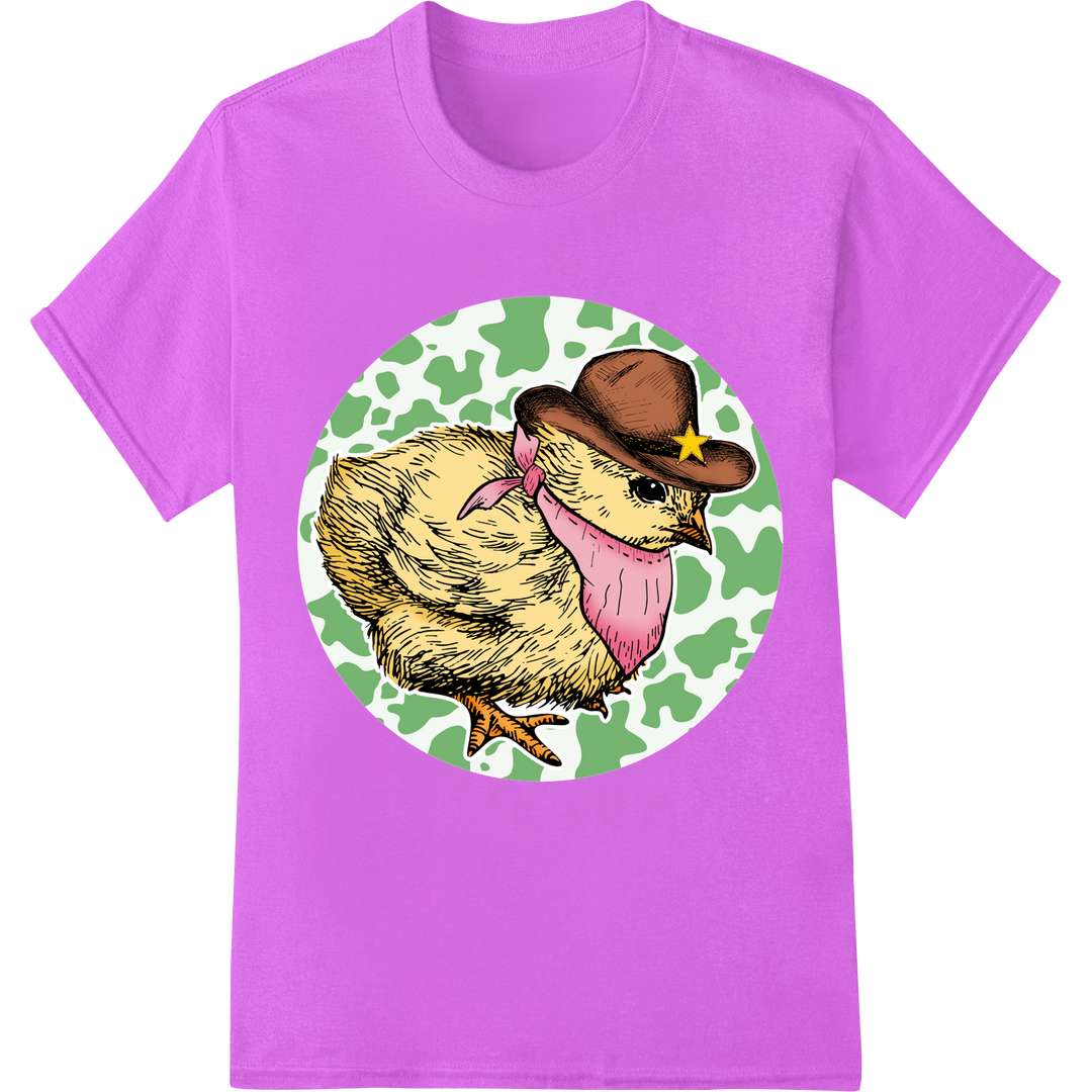 Cowboy Chicken: Festive Easter DTF Print Heat Transfer on purple shirt - SUPERDTF-DTF Prints-DTF Transfers-Custom DTF Prints