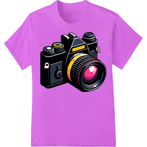 Retro 90s Camera DTF Transfer Print | Vintage Photography on purple shirt - SUPERDTF-DTF Prints-DTF Transfers-Custom DTF Prints