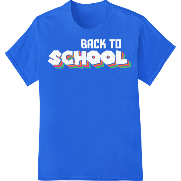 Vibrant Geometric Teacher DTF Print Heat Transfer on blue shirt - SUPERDTF-DTF Prints-DTF Transfers-Custom DTF Prints