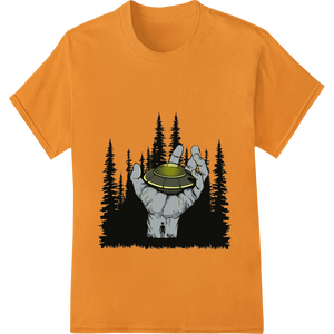 Eerie UFO Encounter in the Dark Forest featuring professional t shirt prints