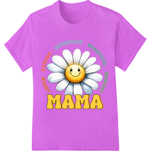 Retro Smiling Daisy MAMA Heat Transfer - Mother's Day on purple shirt - SUPERDTF-DTF Prints-DTF Transfers-Custom DTF Prints