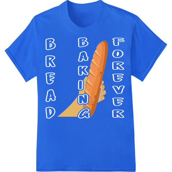 Vintage Baguette: Retro Bakery Charm Heat Transfer Print on blue shirt - SUPERDTF-DTF Prints-DTF Transfers-Custom DTF Prints