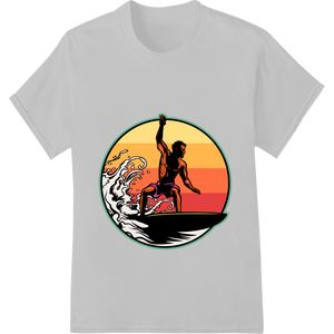 Ride the Wave: Epic Surfing Silhouette Sunset DTF Print made with premium high-quality t-shirt printing