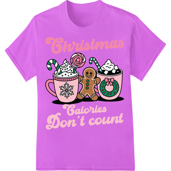 Adorable Pink Christmas Sweets - Calorie-Free Holiday Fun on purple shirt - SUPERDTF-DTF Prints-DTF Transfers-Custom DTF Prints