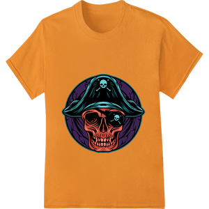 Custom DTF technology design - Haunting Pirate Skull - Edgy Halloween Heat Transfer