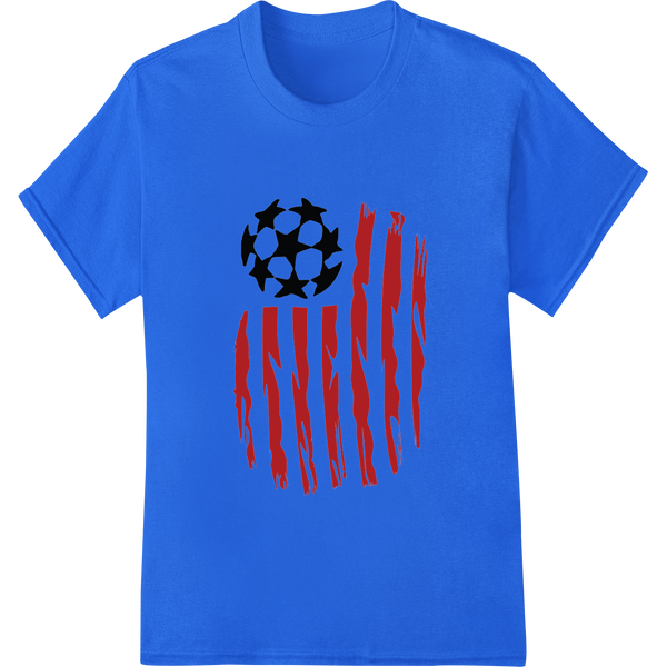 Patriotic Soccer Ball Flag Design for Sports Enthusiasts on blue shirt - SUPERDTF-DTF Prints-DTF Transfers-Custom DTF Prints