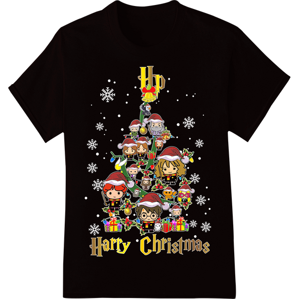 Adorable Santa Pyramid - Festive Christmas DTF Print on black shirt - SUPERDTF-DTF Prints-DTF Transfers-Custom DTF Prints