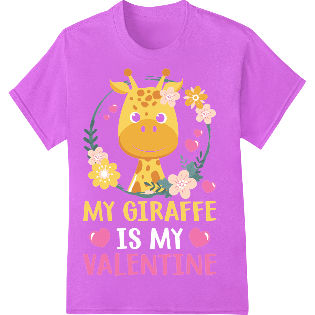 Cute Giraffe My Valentine | DTF Print Heat Transfer on purple shirt - SUPERDTF-DTF Prints-DTF Transfers-Custom DTF Prints