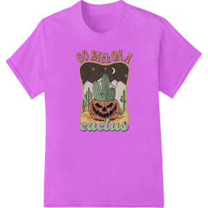 Vibrant dtf printer print on Go Bats on a Cactus: Spooky Halloween DTF Print Design