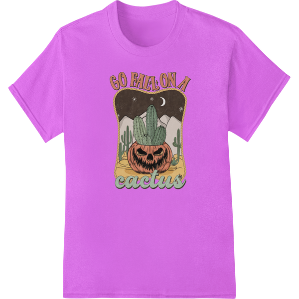 Vibrant dtf printer print on Go Bats on a Cactus: Spooky Halloween DTF Print Design