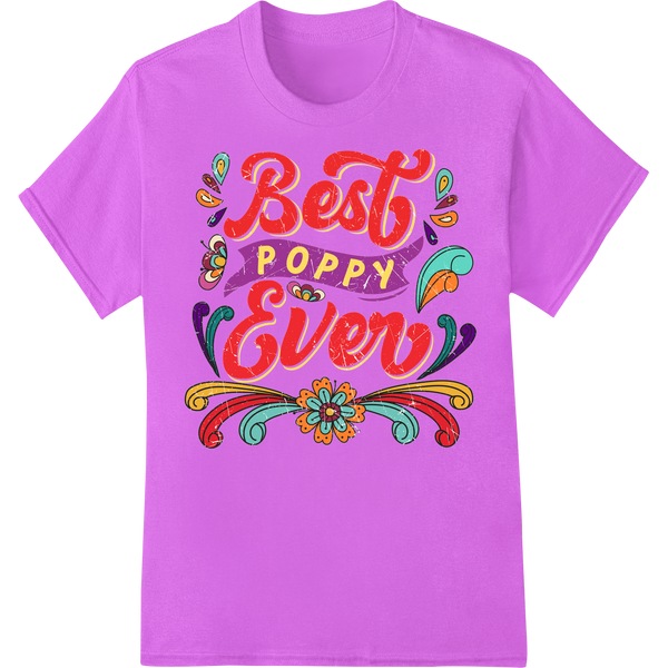 Vibrant 'Best Poppy Ever' Retro Father's Day DTF Print on purple shirt - SUPERDTF-DTF Prints-DTF Transfers-Custom DTF Prints