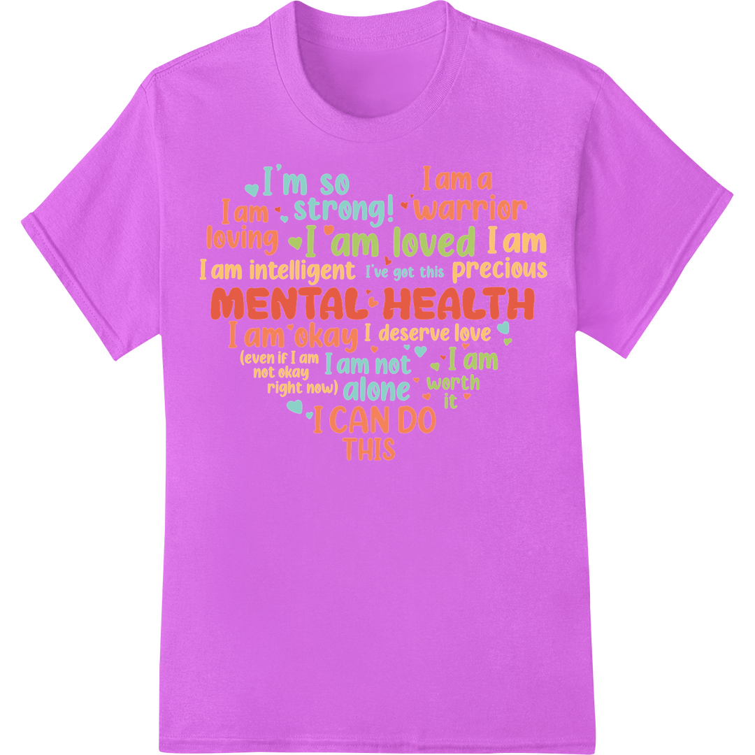 Empowering Mental Health Affirmations | DTF Print Transfer on purple shirt - SUPERDTF-DTF Prints-DTF Transfers-Custom DTF Prints