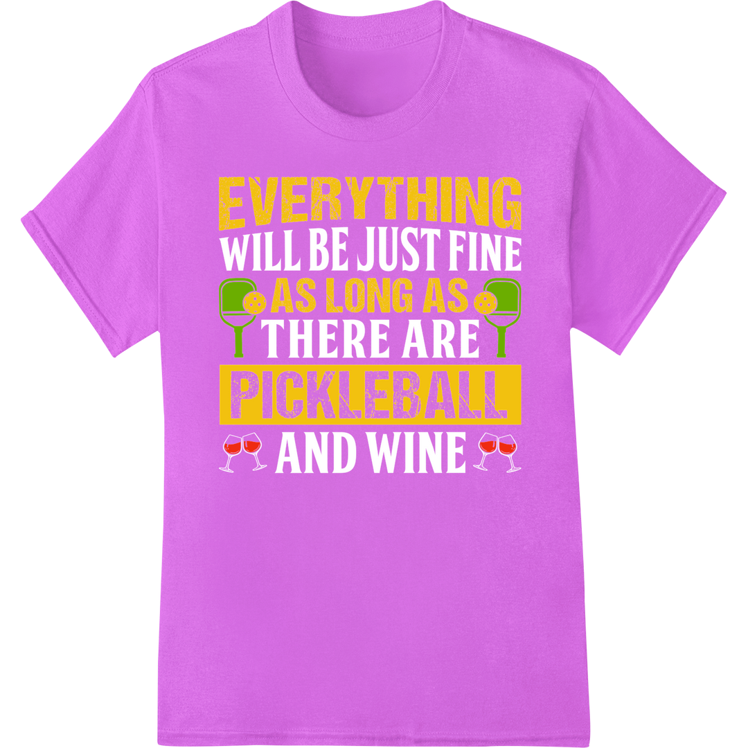 Witty 'Everything As Long As Pickleball' DTF Print Transfer on purple shirt - SUPERDTF-DTF Prints-DTF Transfers-Custom DTF Prints